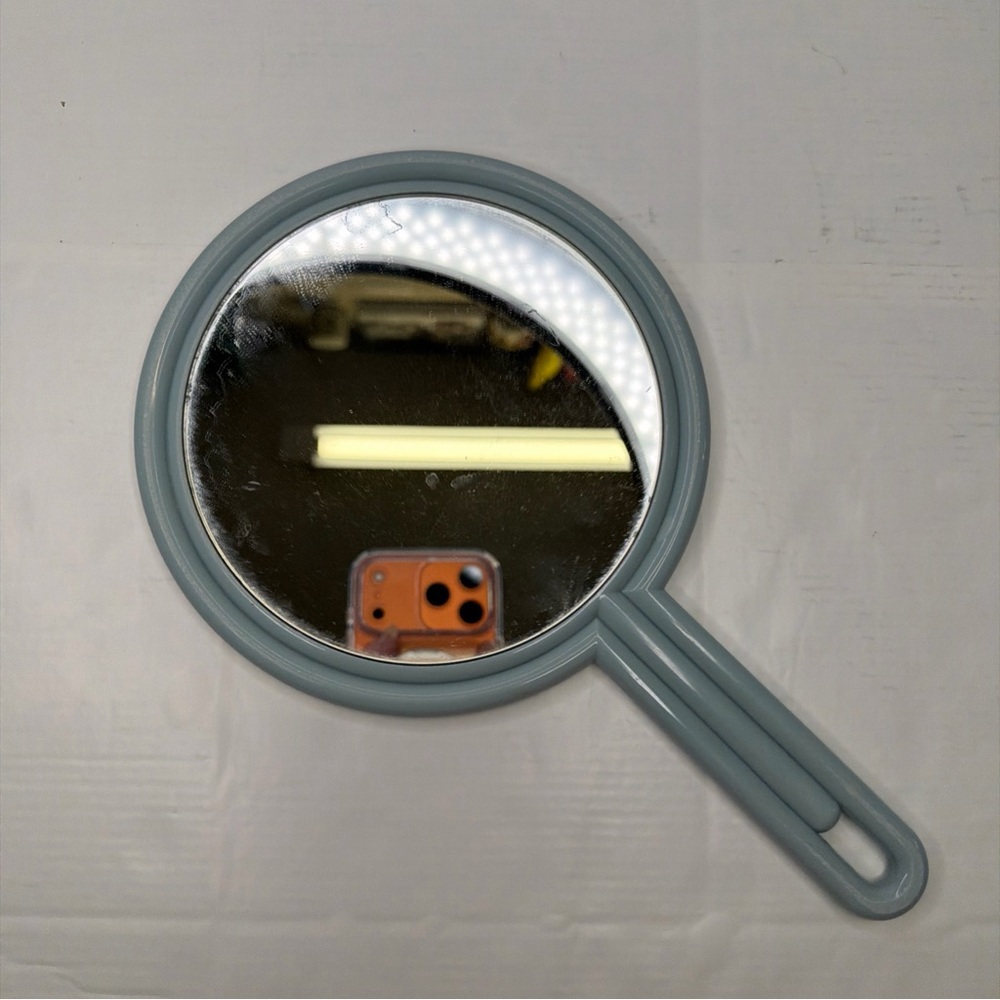 Vintage Round Powder Blue Handheld Mirror